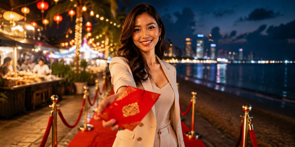 Sampul merah bonus perayaan bergaya Malaysia di Pulau Pinang